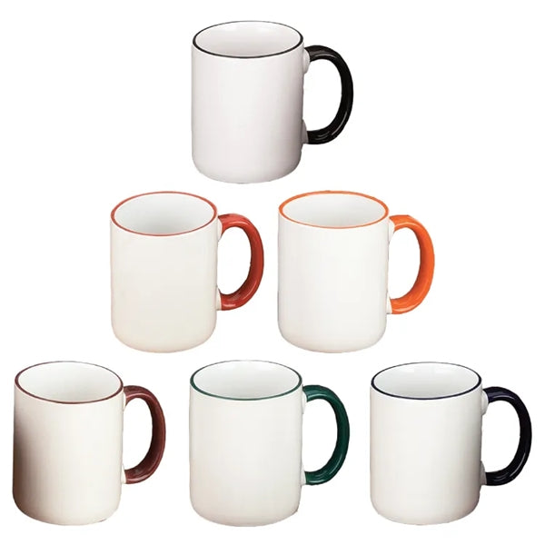 11 oz. White w/Color Rim and C Handle Mug