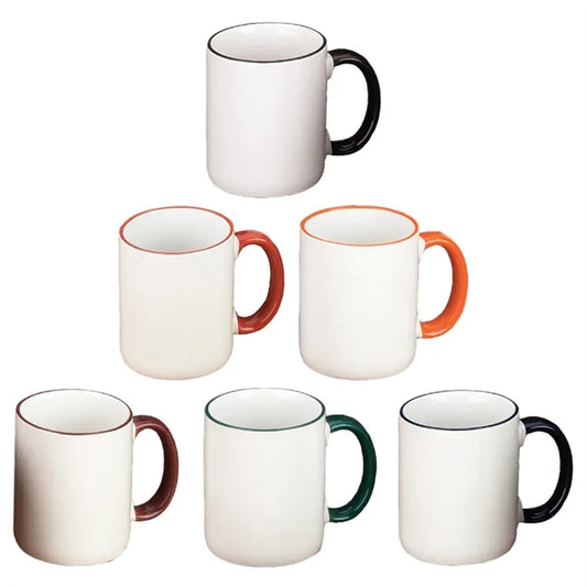 11 oz. White w/Color Rim and C Handle Mug