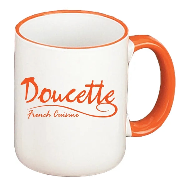 11 oz. White w/Color Rim and C Handle Mug