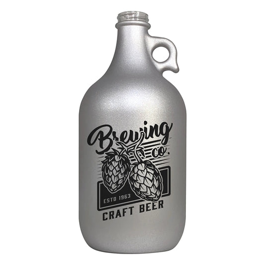 64 oz. Matte Silver Glass Growler