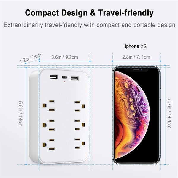 6 Ac Outlet Extender With 2 Usb Ports