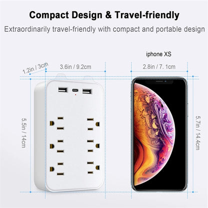 6 Ac Outlet Extender With 2 Usb Ports