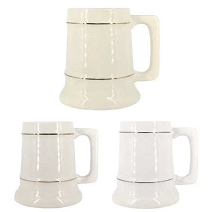 28 oz. Ceramic Stein Mug w/ Gold Bands