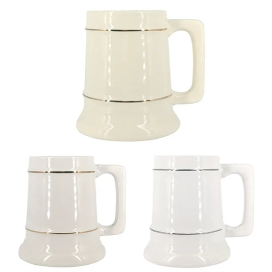 28 oz. Ceramic Stein Mug w/ Gold Bands