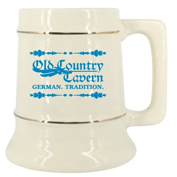 28 oz. Ceramic Stein Mug w/ Gold Bands