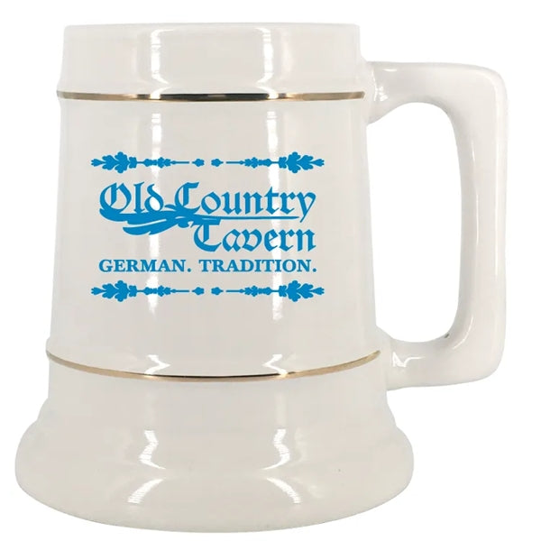 28 oz. Ceramic Stein Mug w/ Gold Bands