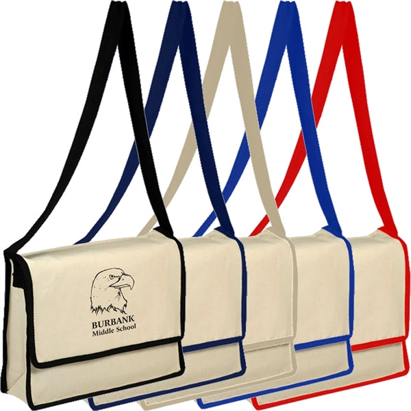 100% Cotton Canvas Massenger Bag With Flap
