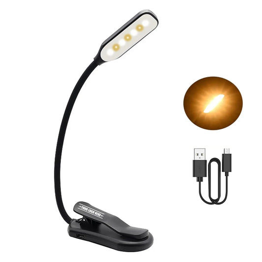 Rechargeable LED Book Light with Goosenecks Clip