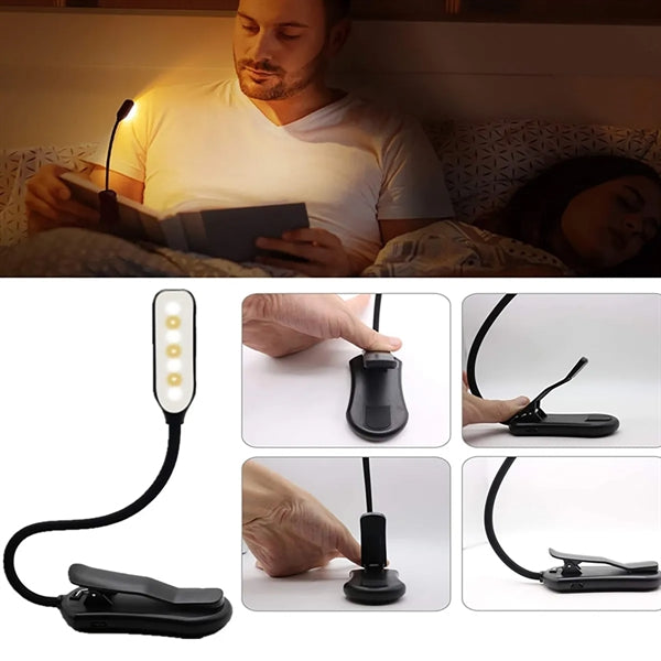 Rechargeable LED Book Light with Goosenecks Clip