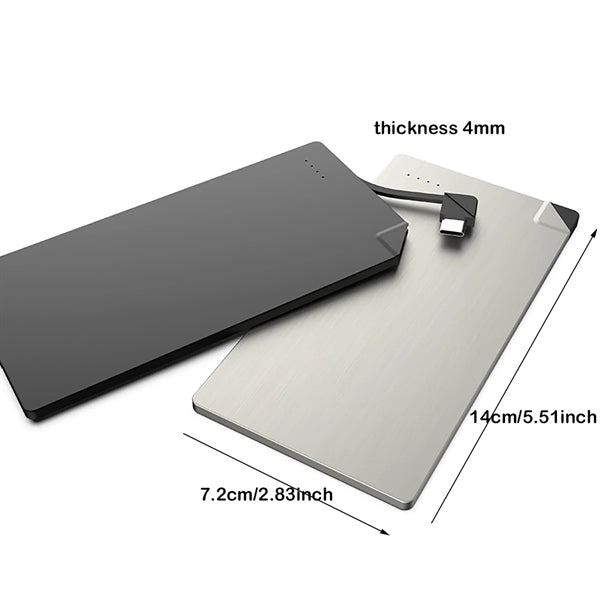 Portable Charger Ultra Slim Power Bank with Built in Cable