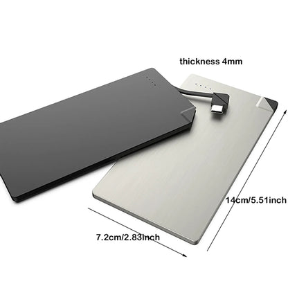 Portable Charger Ultra Slim Power Bank with Built in Cable