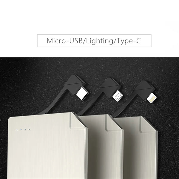 Portable Charger Ultra Slim Power Bank with Built in Cable