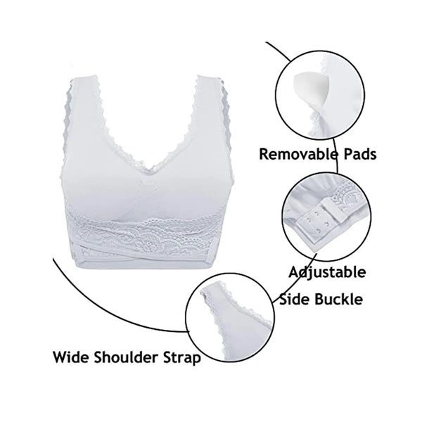 Women Seamless Lace Sports Cross Front Side Lounge Bra