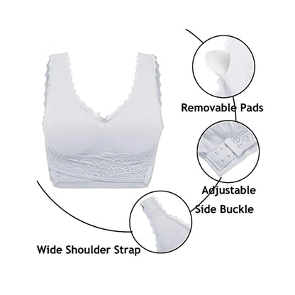 Women Seamless Lace Sports Cross Front Side Lounge Bra