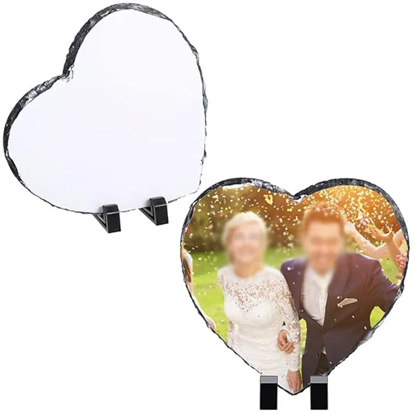 Customized Slate Rock Stone Heart Shaped Photo Frame
