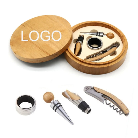 Bamboo Wine Opener Set Corkscrew Tool