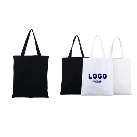 Casual Solid Color Cotton Canvas Shopping Tote Bag MOQ 100