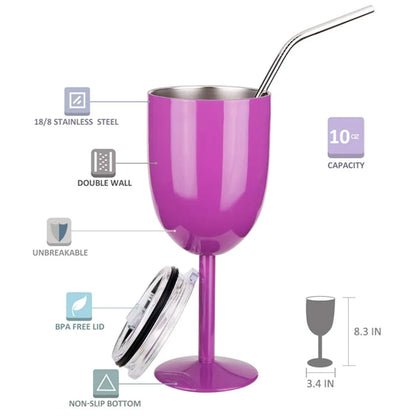 14Oz Stainless Steel Wine Glasses Cups