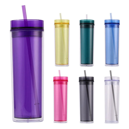 16 Oz Double Wall Insulated Skinny Acrylic Tumblers