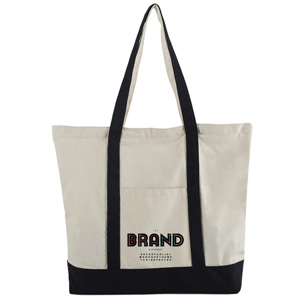 Zippered Cotton Canvas Boat Tote Bag