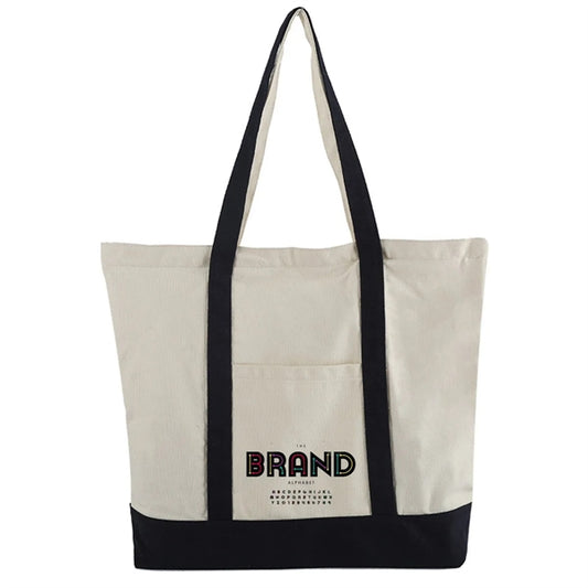 Zippered Cotton Canvas Boat Tote Bag