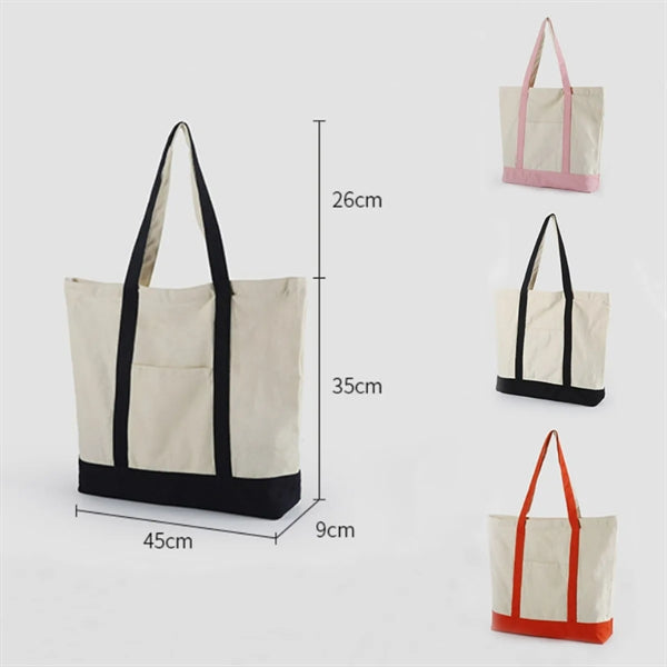 Zippered Cotton Canvas Boat Tote Bag