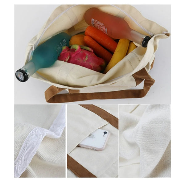 Zippered Cotton Canvas Boat Tote Bag