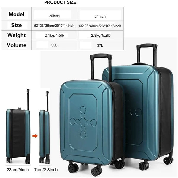 Foldable Expandable PC Hardshell Luggage with Spinner Wheels
