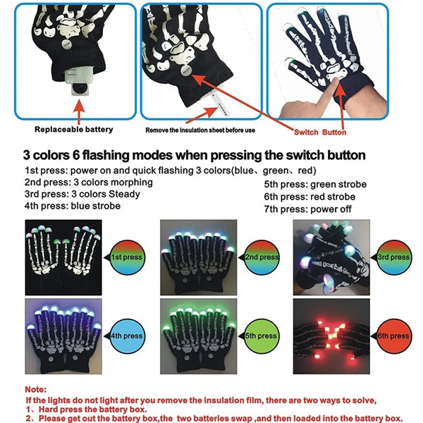 LED Light Up Gloves Finger Magic Toy