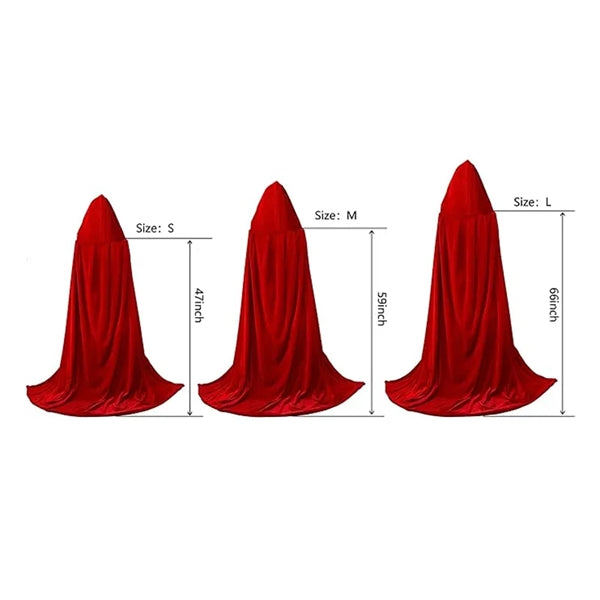 Hooded Long Reversible Velvet Robe Cape