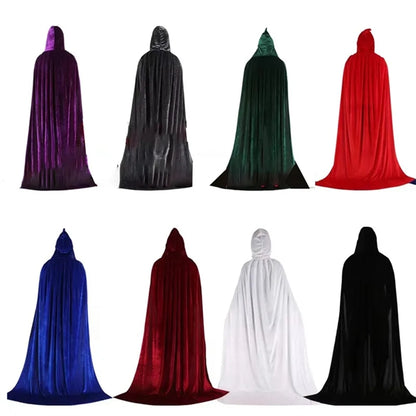 Hooded Long Reversible Velvet Robe Cape