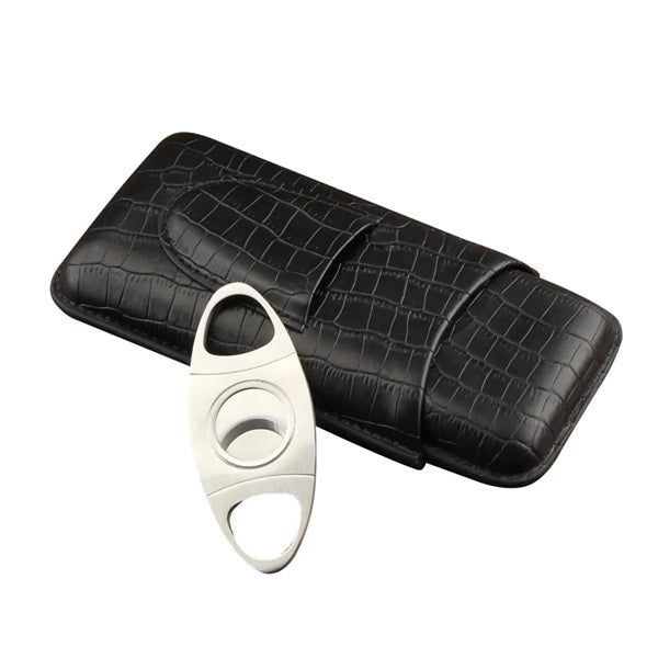 Crocodile Pattern Leather Cigar Case