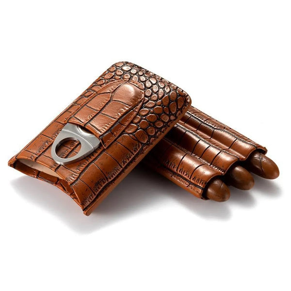 Crocodile Pattern Leather Cigar Case