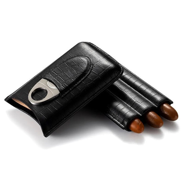 Crocodile Pattern Leather Cigar Case
