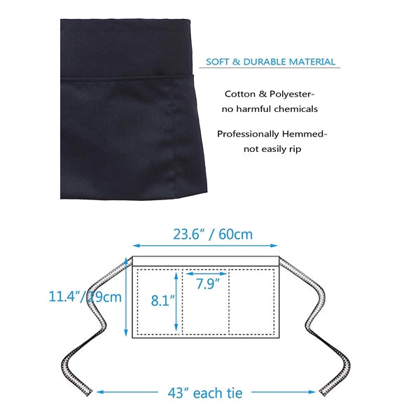 3 Pockets Waterdrop Server Half Aprons