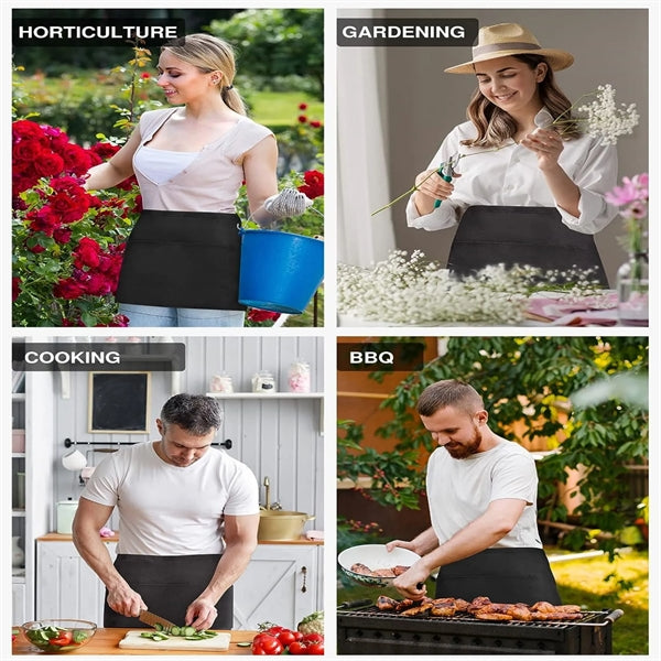 3 Pockets Waterdrop Server Half Aprons