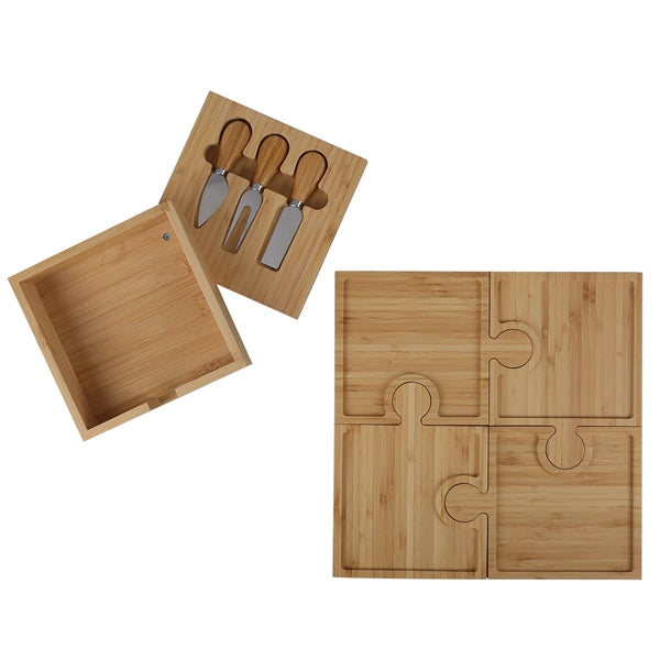 Bamboo 6-in1 Puzzle Cheese Board Set