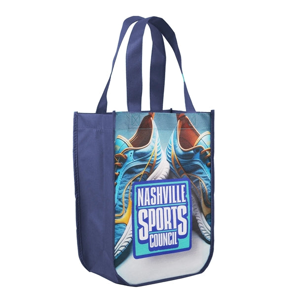 Sublimated Curved Bottom Tote - 12"H x 9 1/2"W x 4 1/2"D