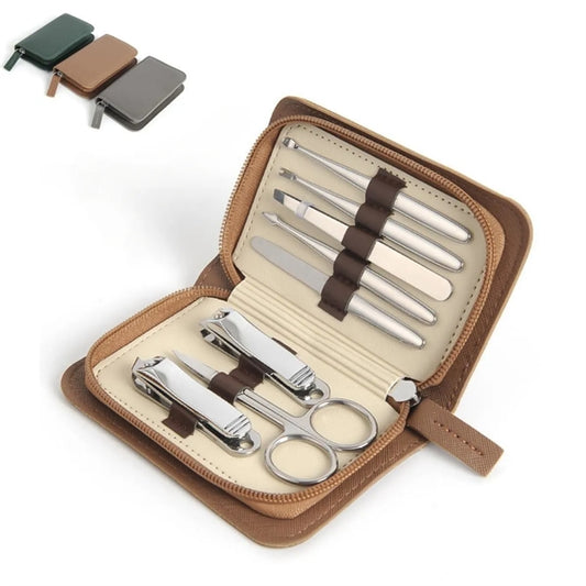 8-in-1 Stainless Steel Manicure Set with Leather Case