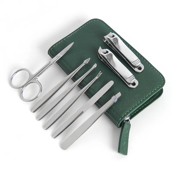 8-in-1 Stainless Steel Manicure Set with Leather Case
