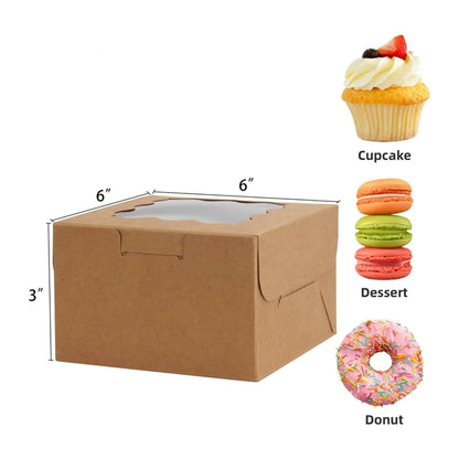 Kraft Wavy Cake Wrapping Gift Cartons With Window