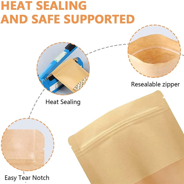 7.8"X11.8"Kraft Paper Ziplock Bag