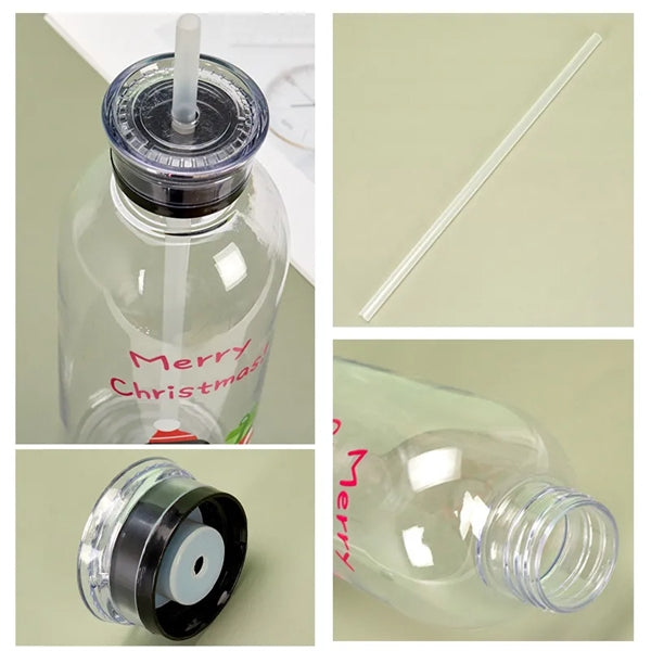 34oz Christmas Plastic Cup With Straw