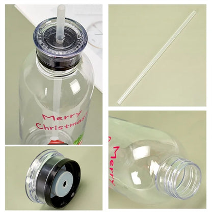34oz Christmas Plastic Cup With Straw