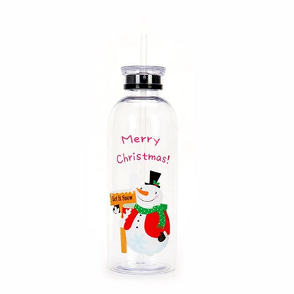 34oz Christmas Plastic Cup With Straw