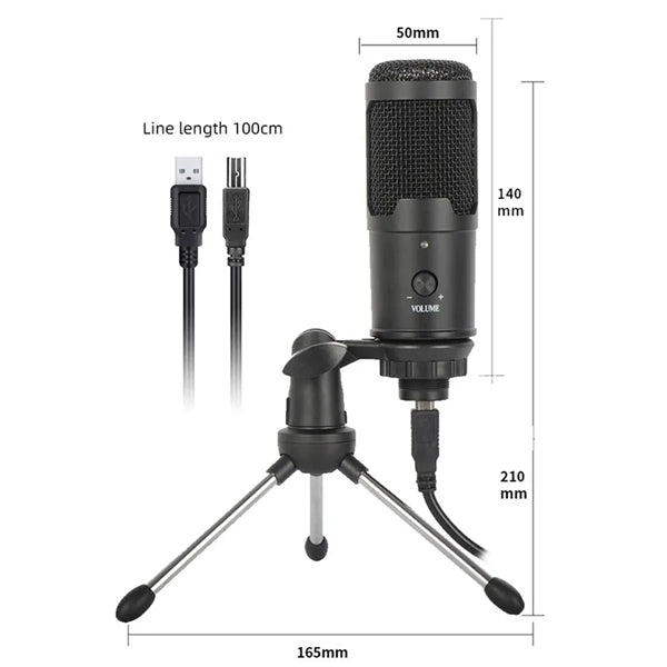 USB Condenser Microphone with Tripod Stand