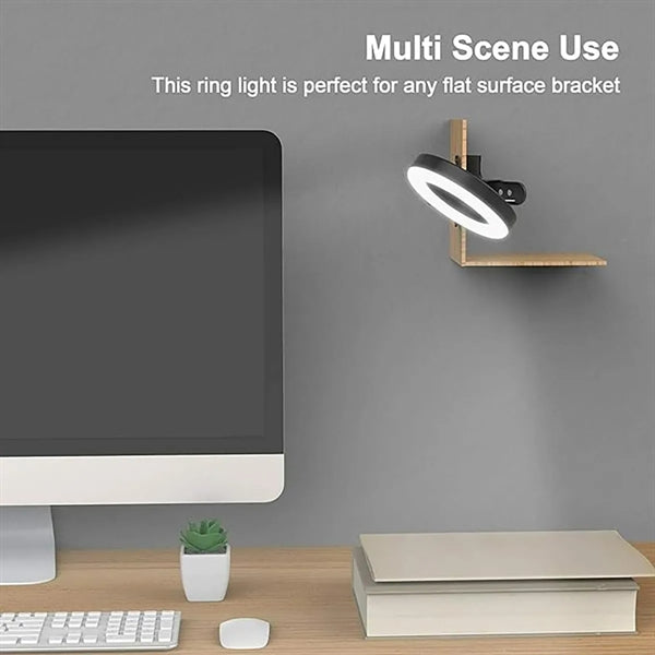 Mini Selfie Ring Conference Light for Laptop with Clamp