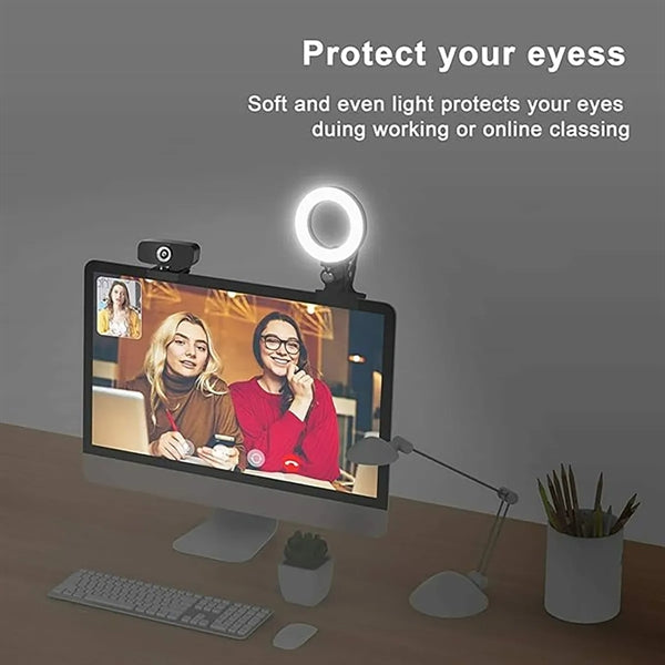 Mini Selfie Ring Conference Light for Laptop with Clamp
