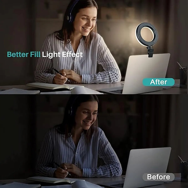 Mini Selfie Ring Conference Light for Laptop with Clamp