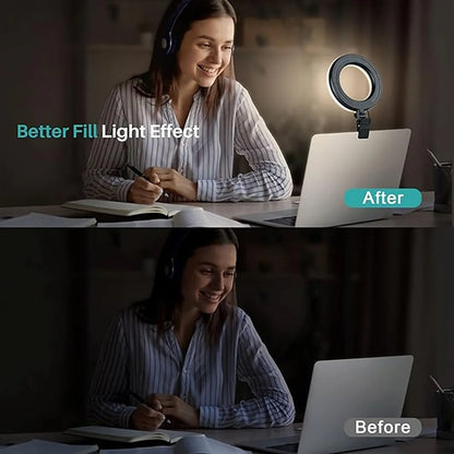 Mini Selfie Ring Conference Light for Laptop with Clamp